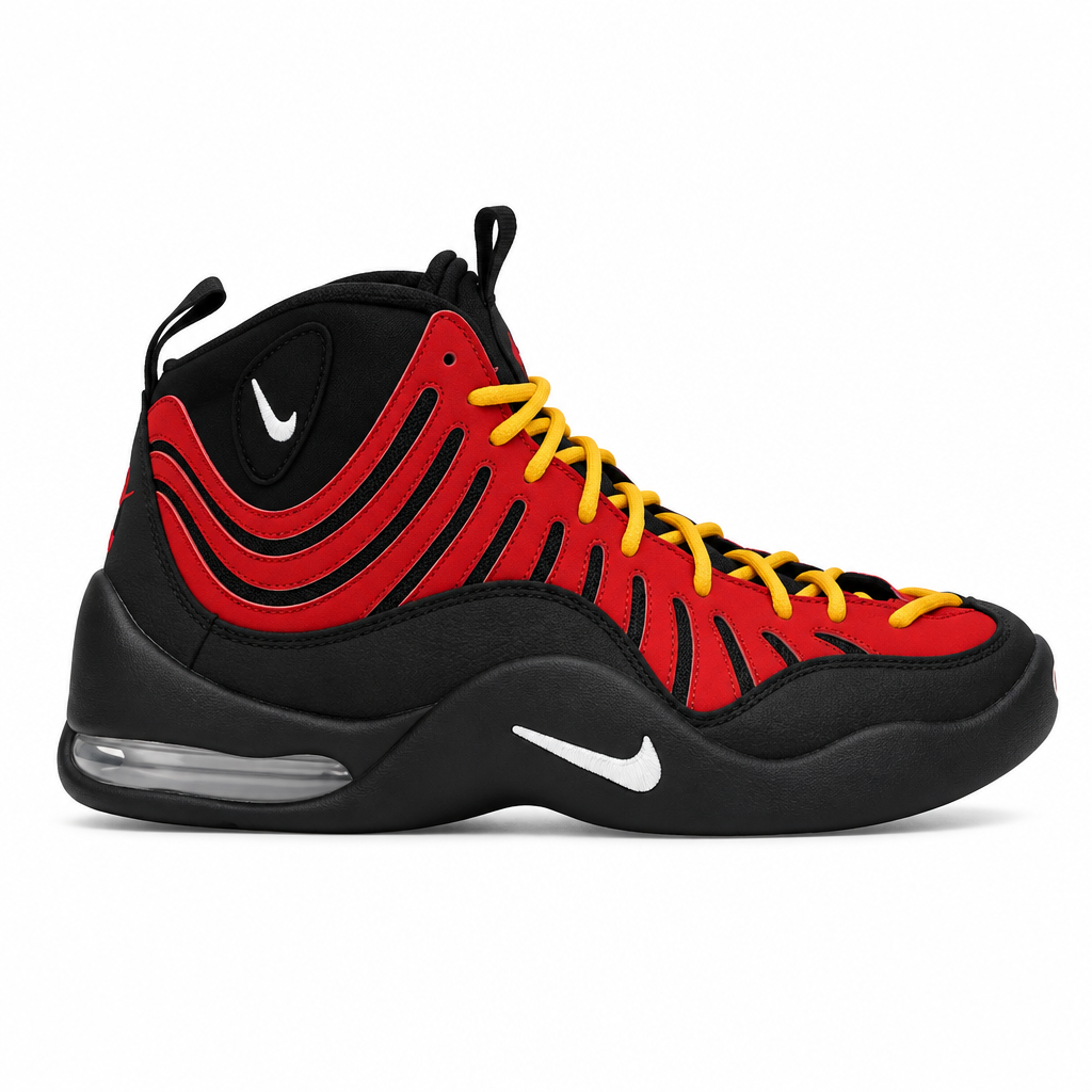 Nike sneaker in Varsity Red, Varsity Maize, black and white