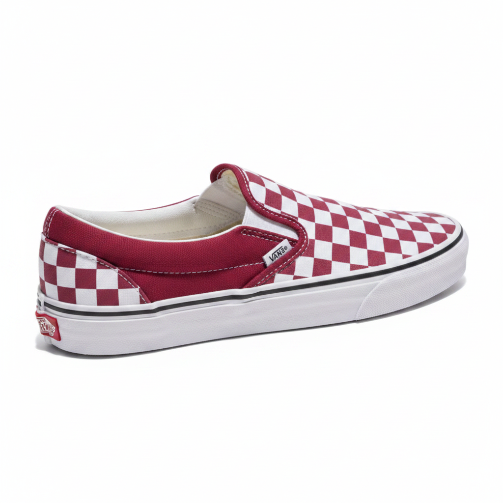 Vans Classic Slip-On — Checkerboard Pomegranate/True White