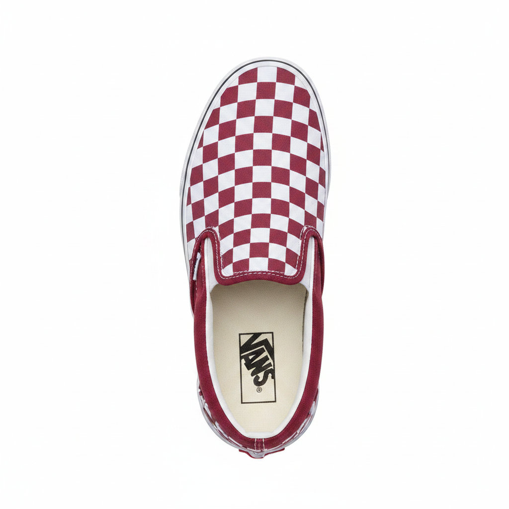 Vans Classic Slip-On — Checkerboard Pomegranate/True White